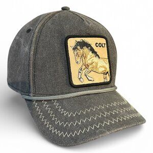 Goorin Bros The Farm Bucking Duck Colt Black Canvas Snapback Hat New Without Tag